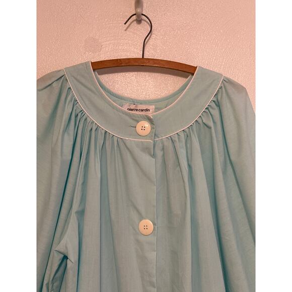 Vintage 60/70s Pierre Cardin House Coat Powder Blue Balloon Sleeves Quite Luxury - Picture 2 of 13